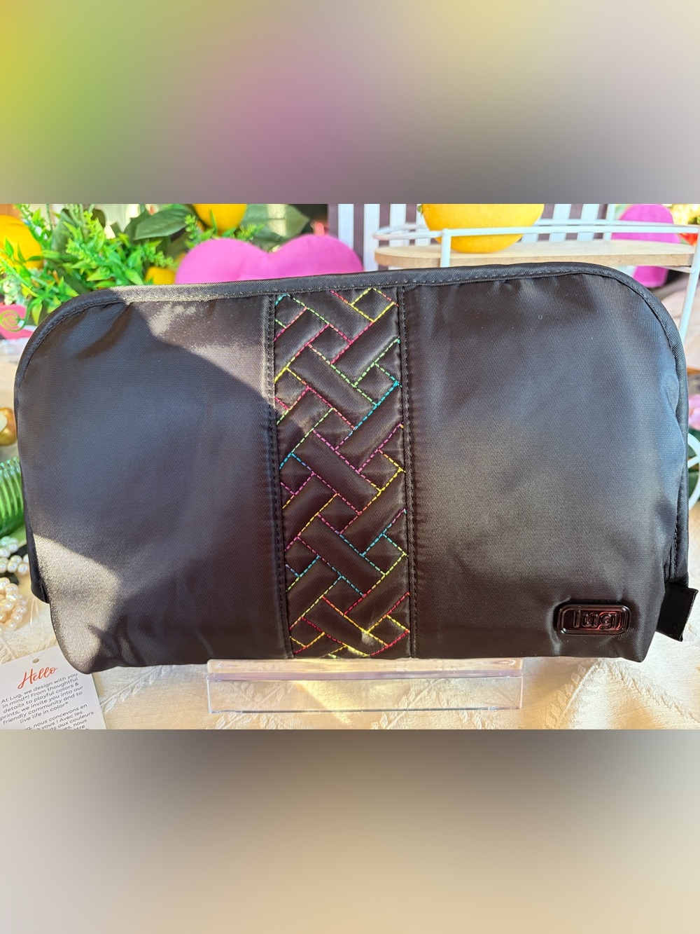 Lug “Flash” Black Travel Dopp Kit with Rainbow Stitch Accent NWT